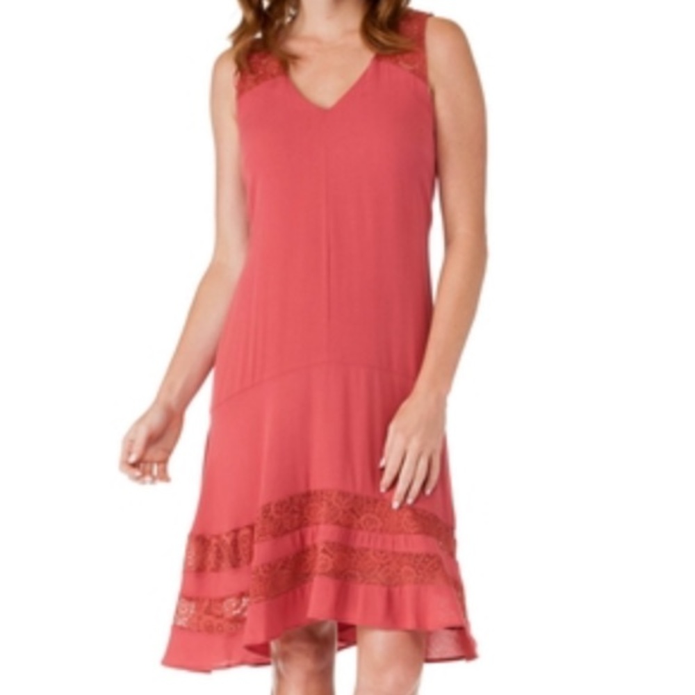 Robbie Bee Gauze and Lace A Line Dress small